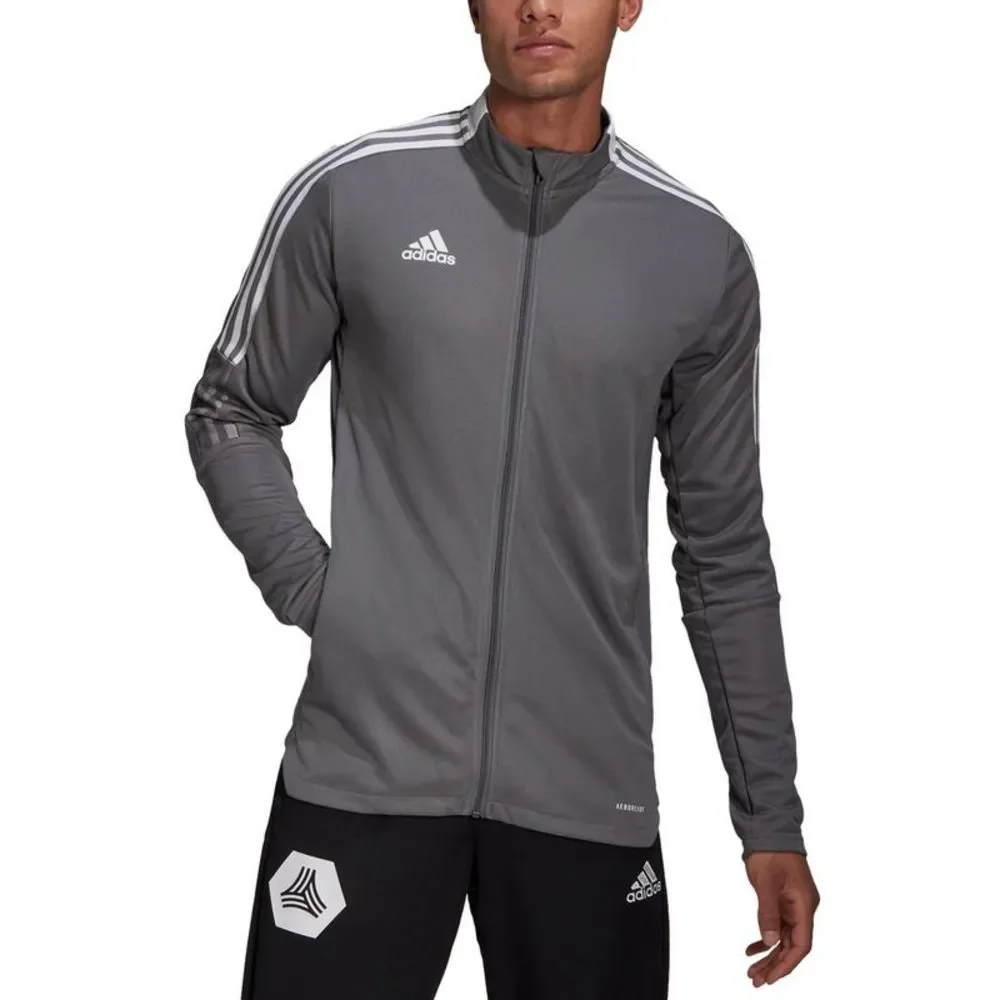 Adidas Mens Tiro Gray Football Workout Activewear Track Jacket Athletic NWT